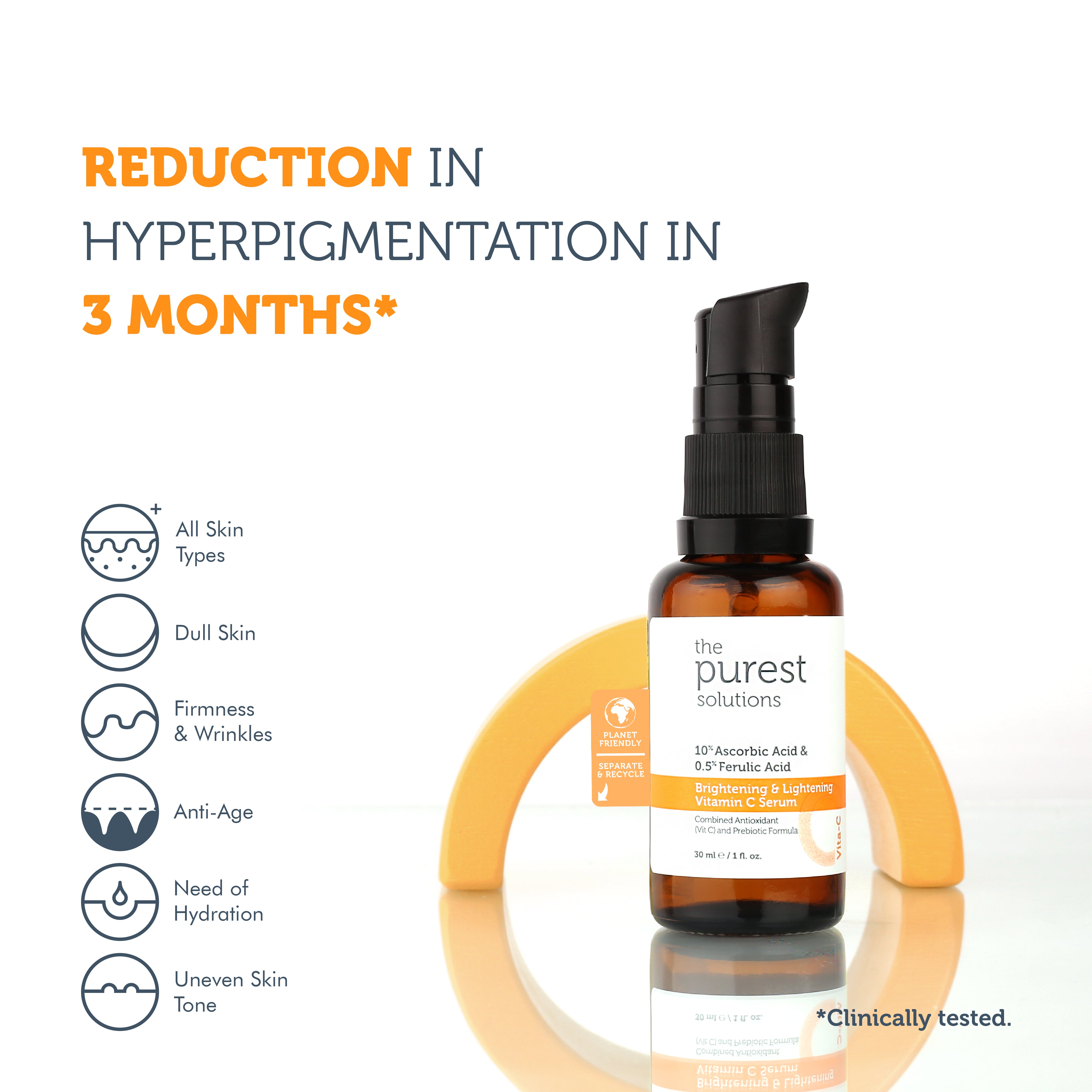 Brightening & Lightening Vitamin C Serum 10% Ascorbic Acid & 0.5% Ferulic Acid
